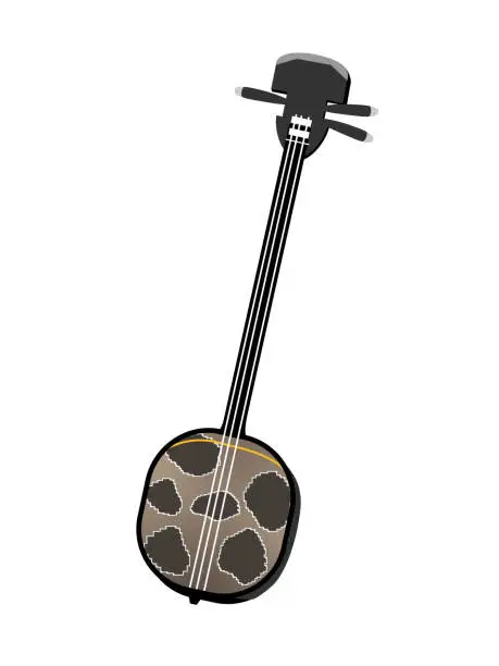 Vector illustration of Okinawan musical instrument sanshin