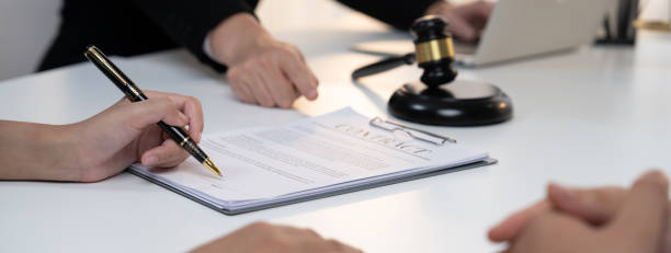 istock Couples file for divorcing and seek assistance from law firm. Rigid 1961300986
