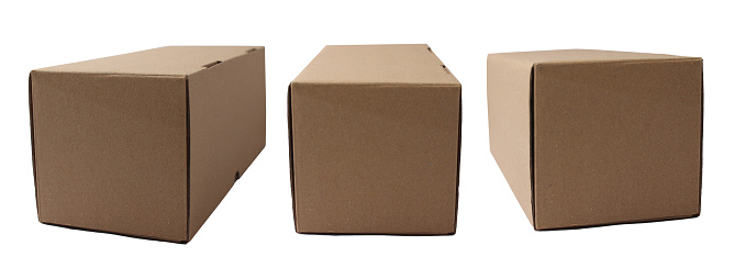 A view from inside a cardboard box isolated on white background with clipping path. 