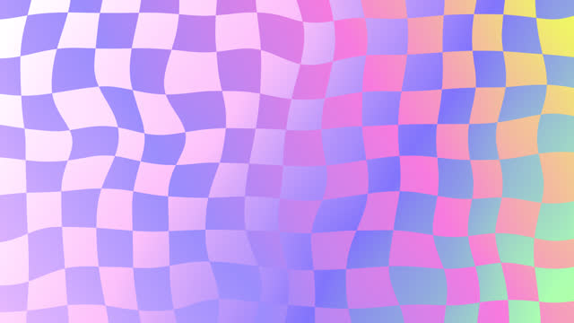 Abstract checker background. holographic, iridescent design looped animation. chessboard foil grid, geometrical shapes, Checkerboard wavy pattern. live wallpaper, motion graphics stock video