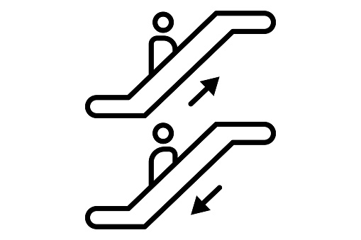 escalator icon. icon related to indoor navigation in public spaces. line icon style. element illustration