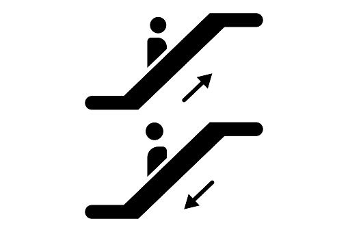 escalator icon. icon related to indoor navigation in public spaces. solid icon style. element illustration