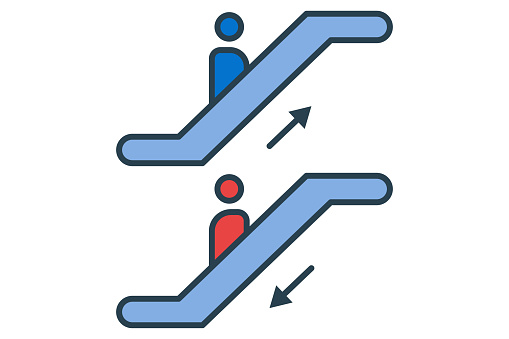 escalator icon. icon related to indoor navigation in public spaces. flat line icon style. element illustration
