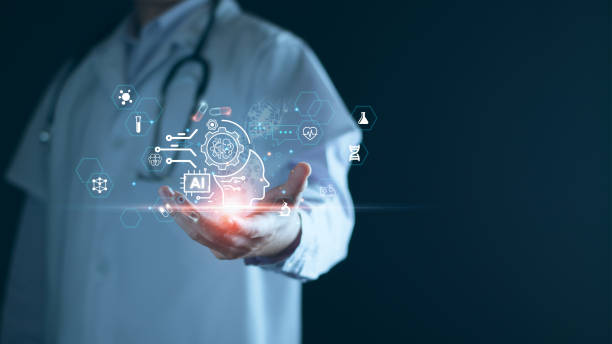 medical technology, doctor use ai robots for diagnosis, care, and increasing accuracy patient treatment in future. medical research and development innovation technology to improve patient health. - artificiell intelligens bildbanksfoton och bilder