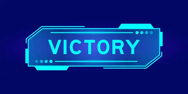 Vector illustration of Futuristic hud banner that have word victory on user interface screen on blue background