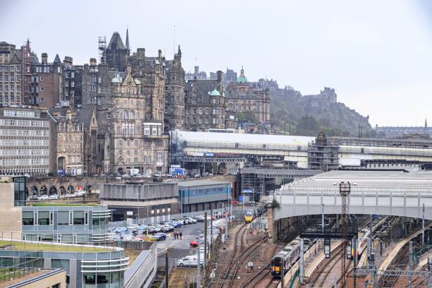 istock Edinburgh Station with Historic Old Town and Castle View 1961474982