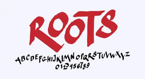 Vector illustration of Handwritten brush font in grunge style