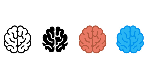 brain symbol icon variation set