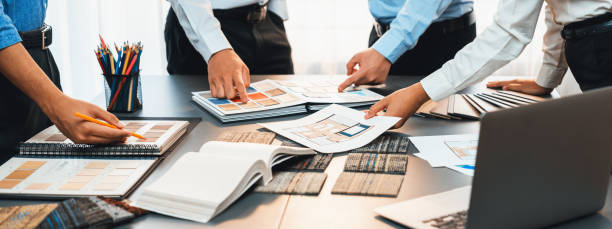 istock Group of professional interior designer and architect choosing color. Insight 1961640150