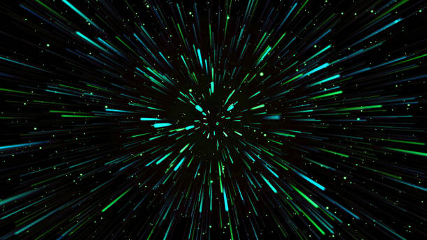 istock Abstract moving stars light, wormhole space tunnel background. Hitech digital design concept for Ads, brochures, flyers, magazine, business card, banner. Connection structure data visualization. 1961641175