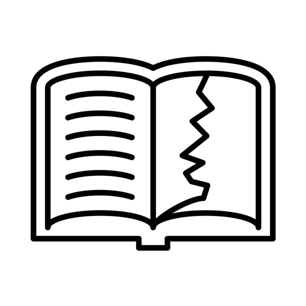 Teared Book Icon Teared Book icon vector image. Can be used for Library. teared stock illustrations