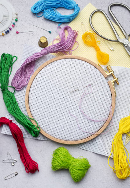 istock Embroidery hoop, fabric, thread and other accessories 1961727183