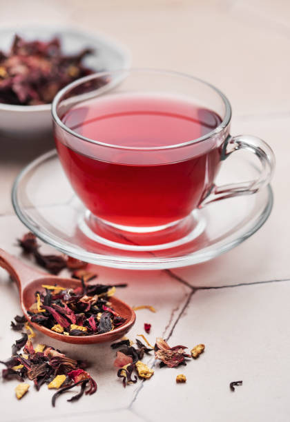 istock Glass cup of hot hibiscus tea. 1961733119