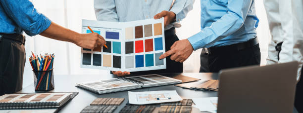 istock Group of professional interior designer and architect choosing color. Insight 1961733294