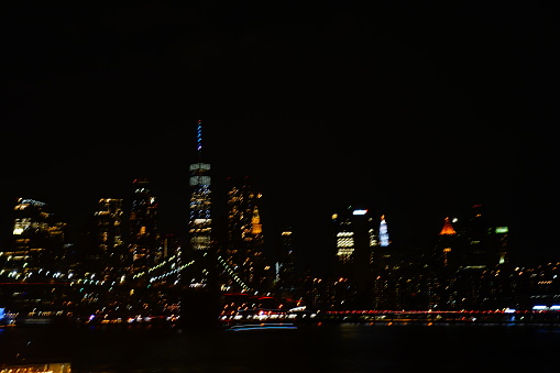 view of Brooklyn bridge nyc downtown skyline