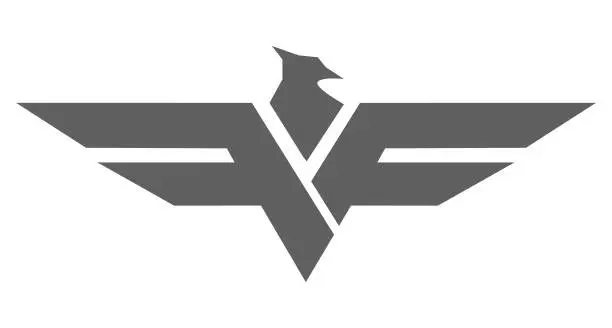 Vector illustration of Initial Letter FF Flying Falcon Bird Eagle Hawk Typography Illustration Design Vector