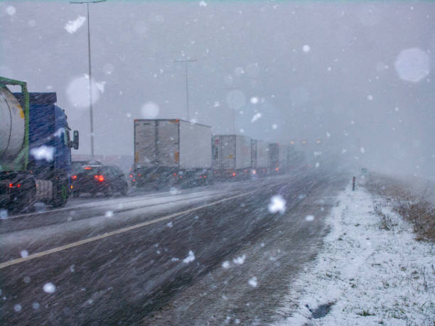 istock Snowstorm on the Highway during Rush Hour 1961830976