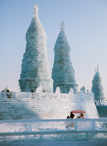 January 18th 2024, Harbin, China: Tourists enjoying ice sport at the ice festival. Ice Festival is the most popular event during winter in Harbin, which is open to public and attracts tourists from all over China.