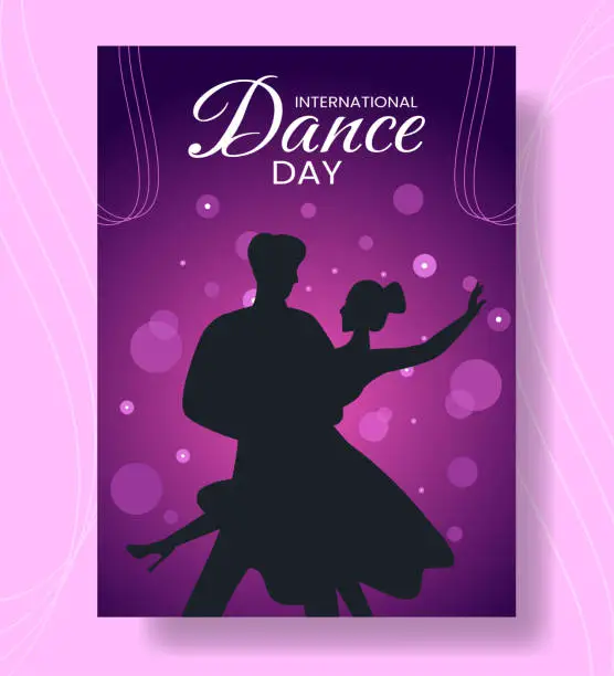 Vector illustration of Dance Day Vertical Poster Flat Cartoon Hand Drawn Templates Background Illustration