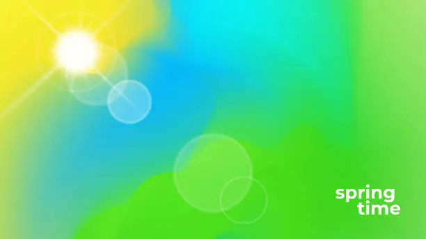 Vector illustration of Springtime theme blurred background. Spring Sun. Bright color gradients for Spring season creative graphic design.