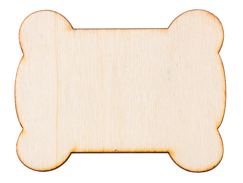 Wooden nameplate, isolated on a white background.