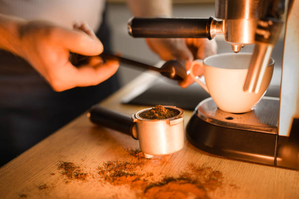 istock Barista preparing coffee. Restaurant espresso machine. 1961860815