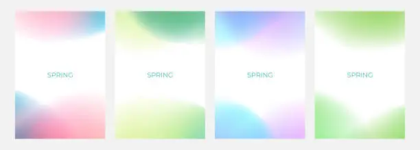 Vector illustration of Set of light blurred spring theme color backgrounds for creative Springtime graphic design.