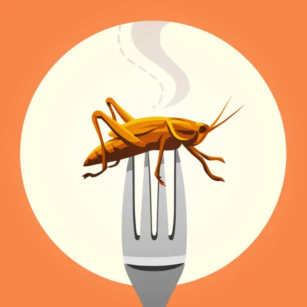 Vector illustration of Insect On A Fork