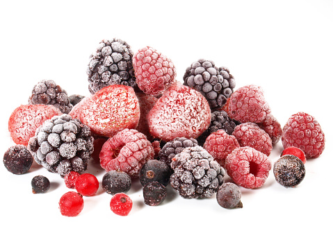 Frozen Berries on white Background