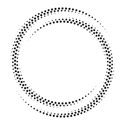 Circular pattern of dots fading using size. Multiple orbits. Please watch from distance to get full effect.