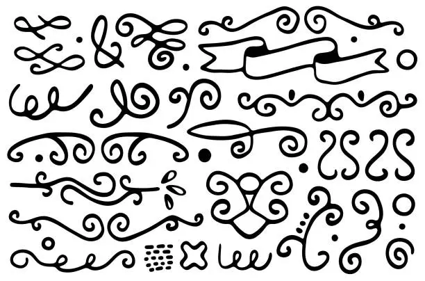 Vector illustration of Various Hand Drawn Ornaments