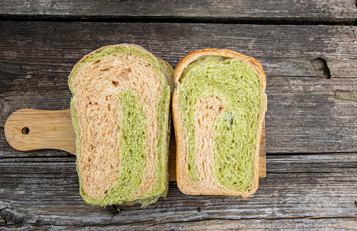 homemade wheat bread with spinach.