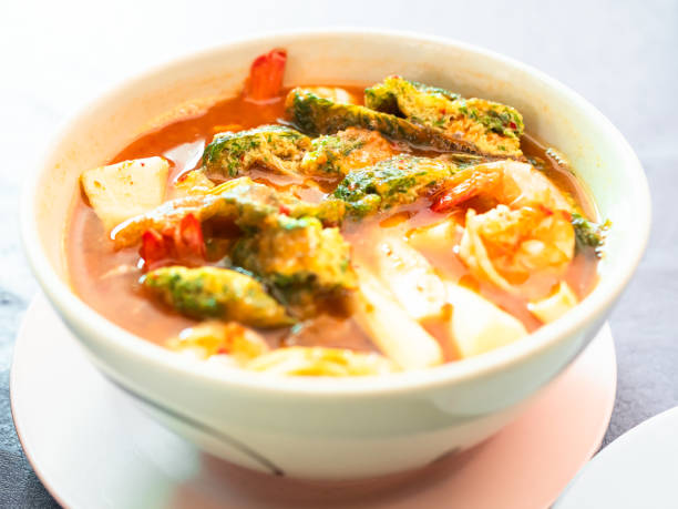 istock Sour Curry with Vegetable Omelet in Cup, Vegetable Curry Omelet tamarind Foood restaurant, Cooking Meat Asian Thailand Spicy Herb. 1962008699