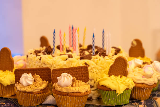 Homemade cake on a kitchen counter.