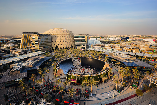 Dubai, United Arab Emirates – December 14, 2021: An aerial view of the Dubai Expo in Dubai, United Arab Emirates