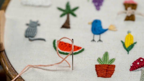 istock and-Embroidered Designs with Colorful Floss Threads 1962117103