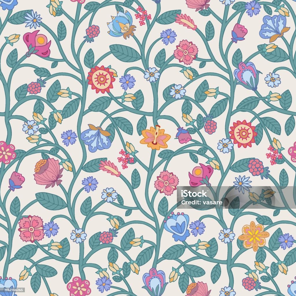 Trailing Pattern Trailing Floral Seamless Pattern On Beige Background Indian Floral ...