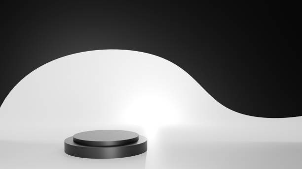 istock 3D Rendering abstract black and white background with podium 1962147333