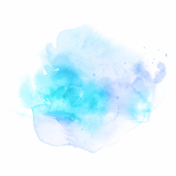 istock Hand painted pastel blue and purple watercolour splatter 1962151555