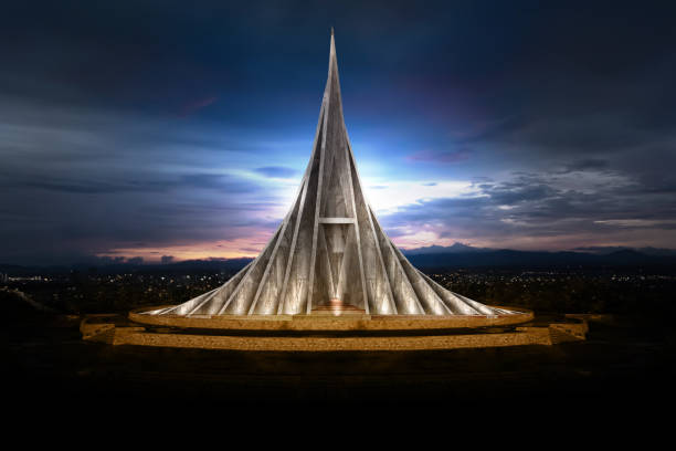 Pyramid shaped building of National Martyrs Monument. Bangladesh Liberation War memorial in Savar near Dhaka