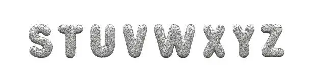 Vector illustration of Stipple 3d letters S, T, U, V, W, X, Y and Z on a white background.