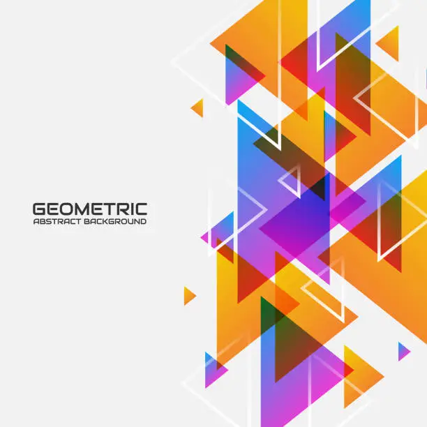 Vector illustration of Colorful geometric abstract background overlap layer on bright space with triangle shapes effect decoration. Minimalist graphic design element future style concept for web banner, flyer, card, cover or brochure