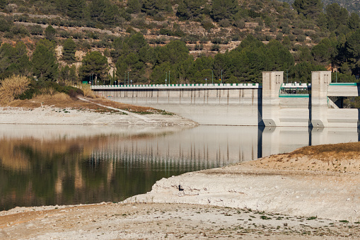 Water shortage in the Beniarres reservoir caused by climate change. January 2024, Spain