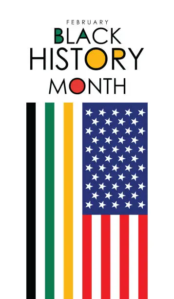 Vector illustration of Black history month celebrate. USA Flag concept and heart shape. Line shape. Vector illustration design graphic. Black history month. Vector stock illustration