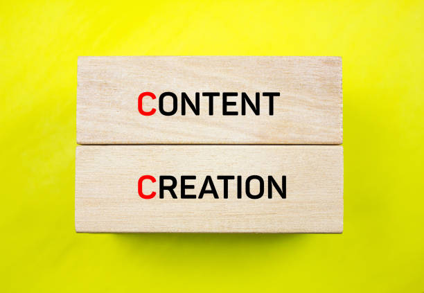 Content Creation text, inscription on wooden blocks. CONTENT CREATION concept.