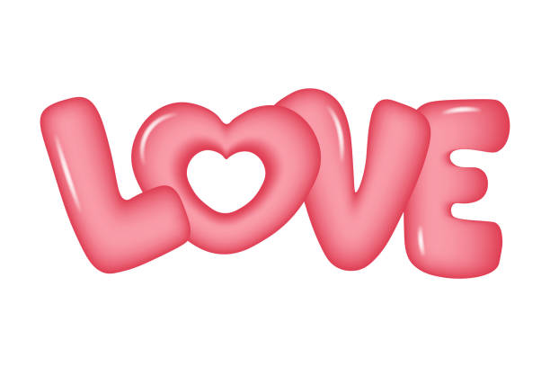 istock 3d pink balloon inscription Love isolated on transparent background. Vector illustration 1962263409
