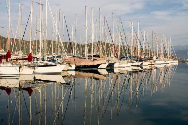 istock Luxury Yachts Lined Up In The Marina 1962297663