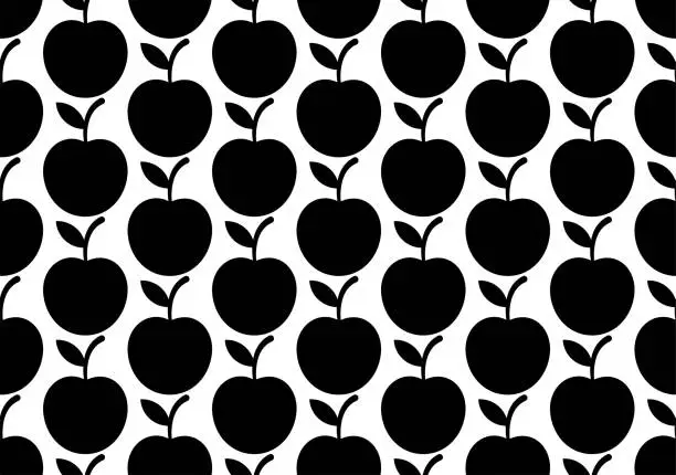 Vector illustration of Black apple fruit seamless pattern