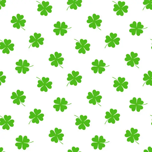 Vector illustration of Four leaf clover seamless pattern