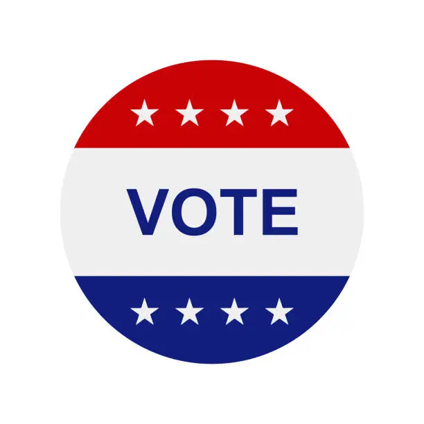 Vector illustration of Vote Badge For Elections In United States Of America On White Background